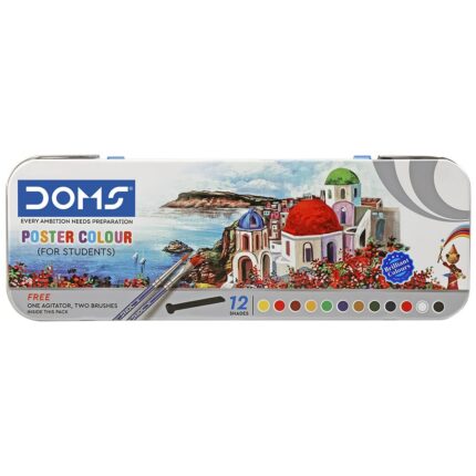 Doms 14 Shades Poster Colours | Rich & Vibrant Colors | Free Agigator & Brush Inside For Uniform Mixing | Non-Toxic & Safe For Childrens | Pack of 1