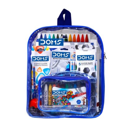 Doms Smart Kit (Fusion Pencil,Drawing Box,Water Color,Oil Pastel,Colorpencil,Wax Crayon,30Cm Scale,Plastic Crayons,Hex Crayons,Car Erazer,Colour Chalk & Holder,Machanical Pencil), Blue