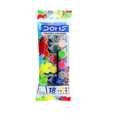 Doms Tempera Colors 18 Shades Pouch Pack | Creates Transparent & Translucent Effect On Any Water Color Surface | Free One Brush Inside | Easy To Intermix & Recreate Vivid Shades | Pack Of 5