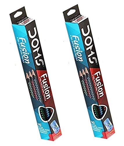 DOMS Fusion Xtra Super Dark Pencil School Stationary Rubber Tipped Graphite for Kids, Boys & Girls Pack of 30
