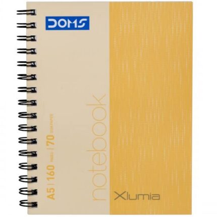 Doms Xlumia Series Wiro Notebook | A5, 70 GSM, Single Line, 160 Pages | 21 x 16.1 CM | The Book is Sturdy & Long Lasting | Pack Of 1 | Color And Design May Vary