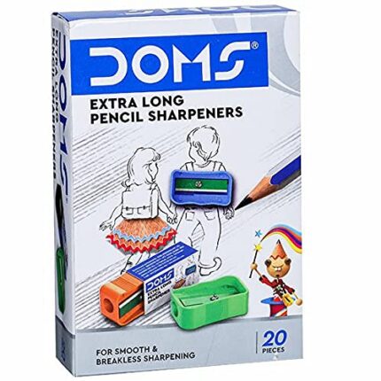 DOMS Non-Toxic Extra Long Multicoloured Pencil Sharpener | Box Pack, 20 Pieces | Smooth & Breakless Sharpening | Pack of 20 x 2 Set