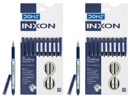 Doms Inxon Blue Ball Pen| 0.7mm | Soft Rubberized Grip| PACK of 20 Blue Ballpens