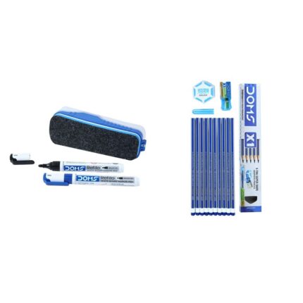 Doms Magnetic Whiteboard Duster Eraser With 2 Whiteboard Marker & X1 Pencil 10 Pcs