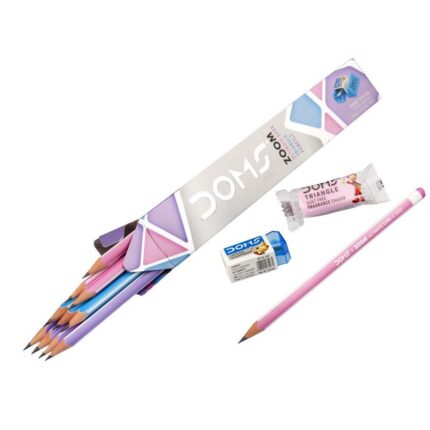 Doms Zoom Triangle Wooden Pencils School Stationary Ultimate Dark Graphite, Pack of 30 Pencil