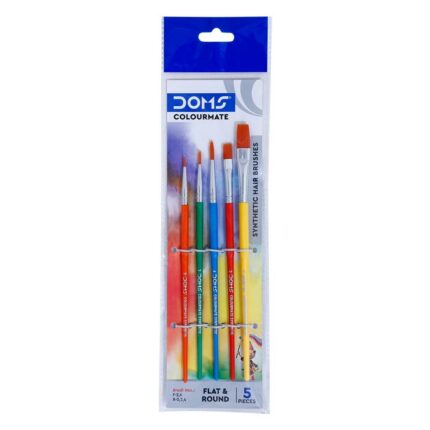 DOMS Colourmate Synthetic Paint Brush Set (Flat & Round, Pack of 5 x 4 Set)