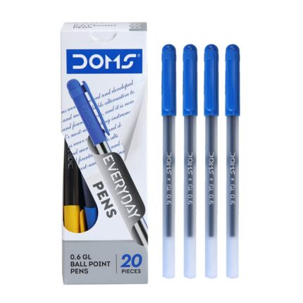 Doms DF 0.6 GL Ball Point Pens Box Pack | Lightweight & Sleek Body | Created For Smooth, Dark & Uninterrupted Writing | Use & Throw Pen | Blue Ink, Pack of 40 Pens