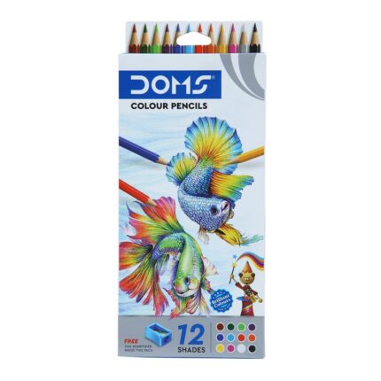 Doms 12 Shades Color Pencils | Hexagonal Shaped Body For Comfortable Grip | Bright & Playful Colors | Free Sharpner With Each Pack | Non-Toxic & Safe For Childrens | Pack of 2