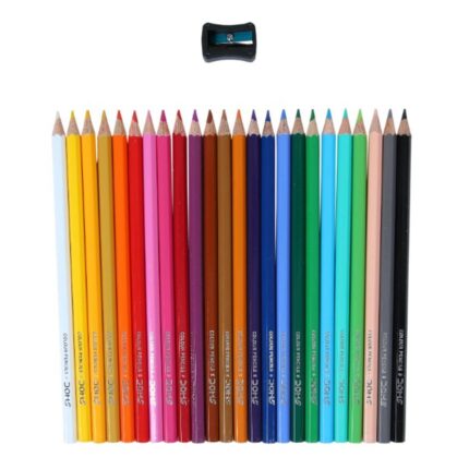 Doms 24 Shades Color Pencils|Hexagonal Shaped Body for Comfortable Grip|Bright&Playful Colors|Free Sharpner with Each Pack|Non-Toxic&Safe for Childrens|Pack of 1|Assorted