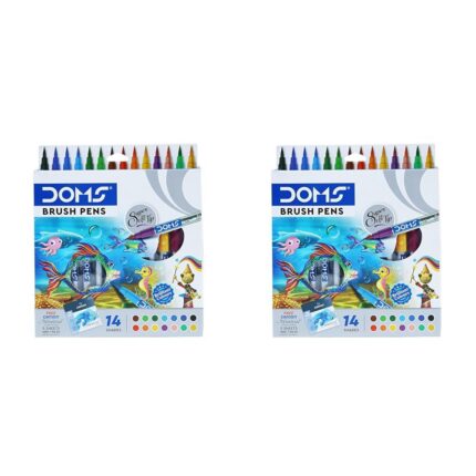 DOMS Non-Toxic Brush Pen in Cardboard Box (14 Assorted Shades x 2 Set) (Model Number: DM8137P2)