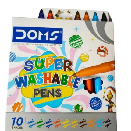 Doms Super Washable Pens 10 Shades with Artists' Sketching & Drawing Paper 200GSM 6"X6" Pack of 10 Sheets Combo Pack