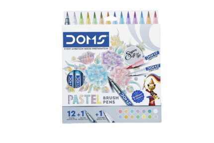 Doms Pastel Brush Pen 14 Shades (12+1+1) With Xo Ball Pen Free, Multicolor