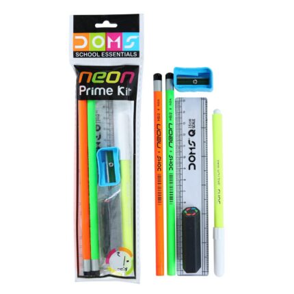 DOMS School Essentials Neon Prime Kit | Stationery Kit | 6 Assorted Items | Gifting Kit | Pack of 1 x 20 Set