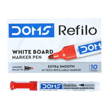 Doms Refilo Non-Toxic Hi-Tech Refillable White Board Pen (Red x 10 Set)