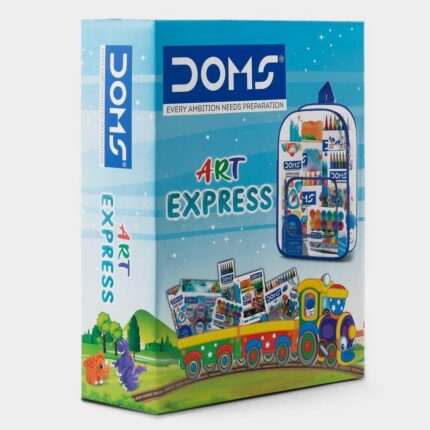 Doms Art Express Creative Kit, 9 Tools Set with Colouring Book, Modelling Dough, Crayons, Brush Pen, Water Colours, Pencils