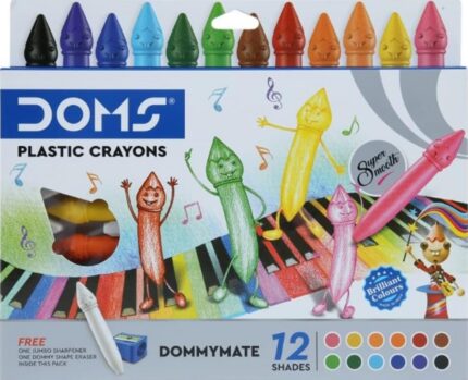Doms Dommymate 12 Shades Plastic Crayons Erasable & Shapeneble
