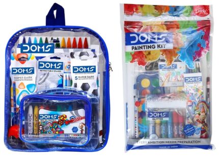 Doms Smart Stationery Kit (12 pcs in KIT) with Transparent Zipper Bag Painting Kit