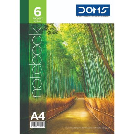 Doms Nature Series 6 Subject Spiral Notebook | A4, 57 GSM, Single Line, 300 Pages | 29.7 x 21 CM | The Book is Sturdy & Long Lasting | Pack Of 1 | Color And Design May Vary