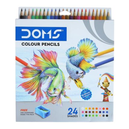 Doms 24 Shades Color Pencils | Hexagonal Shaped Body For Comfortable Grip | Bright & Playful Colors | Free Sharpner With Each Pack | Non-Toxic & Safe For Childrens | Pack of 2
