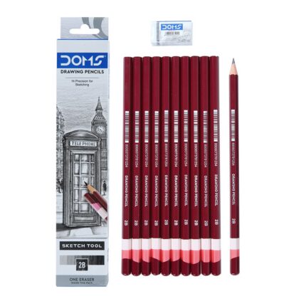 Doms Drawing & Sketching 2B Graphite Pencils (Pack of 10 x 4 Set) (Model Number: DM8158P4)