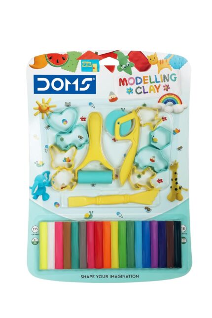 Doms Modelling Clay Blister Pack | Easily Kneadable Clay | Non Toxic & Safe For Childrens | Soft, Non-Drying, Hygienic & Non-Sticky | Ideal for School, Kids & Gifting Purpose | Set Of 18 Unique Shades