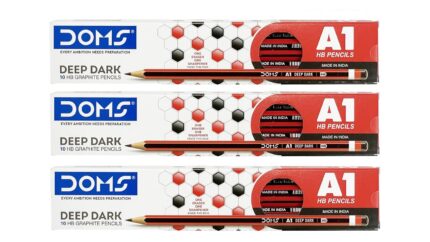 Doms A1 Deep Dark HB Graphite Pencil | Include Eraser & Sharpner | 30 Pencils | Innovative Groove for Perfect Grip | Use for Sketching & Drawing | Pack of 10 Pencils x 3 Box