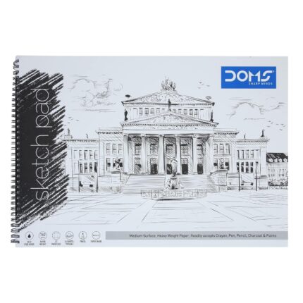 Doms Wiro Binding Notebook | Sketch Pad | Plain | 150GSM | 72 Pages | 29.7 x 42 cm | Pack of 1