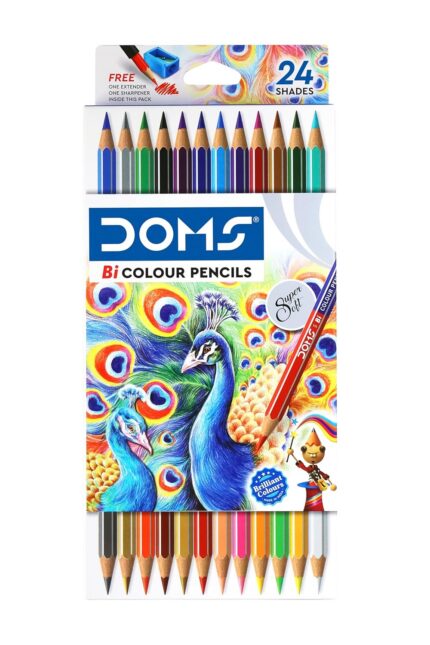 DOMS Bi Colours 24 Shades Pencil (12 Nos),Ink Color: Multicolor