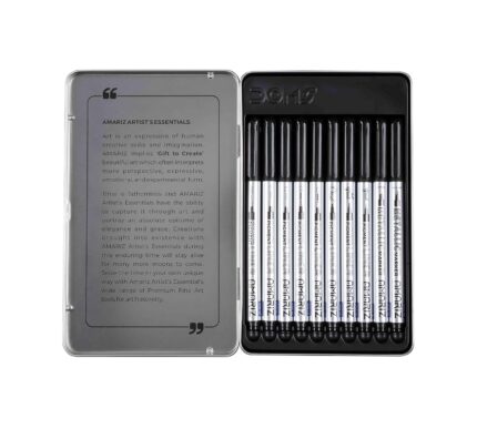 AMARIZ Doms Pigment Fine Point Liner & Marker Set Of 10, Black