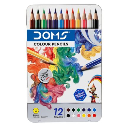 DOMS Fsc 12 Colour Pencil Flat Tin|Multicolor